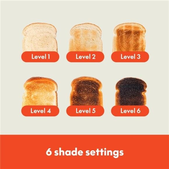 2 Slice Slim Toaster, Fits-anywhere™ Kitchenware, 6 Setting Shade Control - Picture 5 of 7